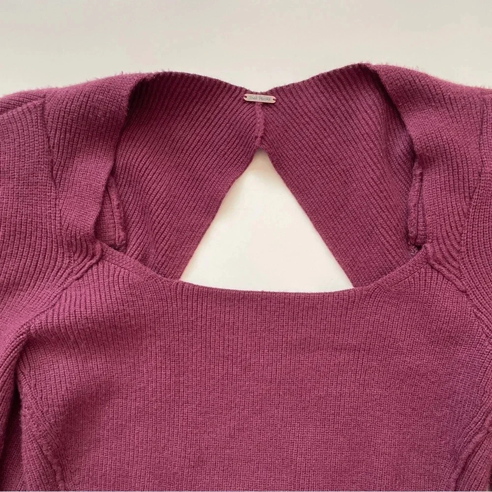 Free People Saffron Open Back Sweater Pomegranate Wine Women's Size XS - Picture 4 of 13